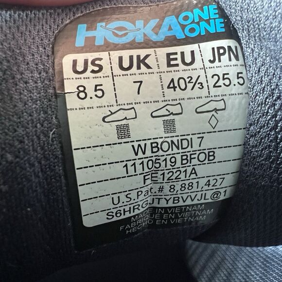 Hoka One One Bondi 7 Athletic Lace Up Running Shoes Sneakers Women's Size 8.5 - Picture 8 of 8